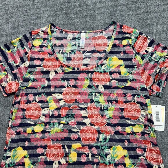 LulaRoe Lot of 2 Classic T-Shirt Womens XL Multicolor Floral Striped Stretch New - Picture 6 of 7